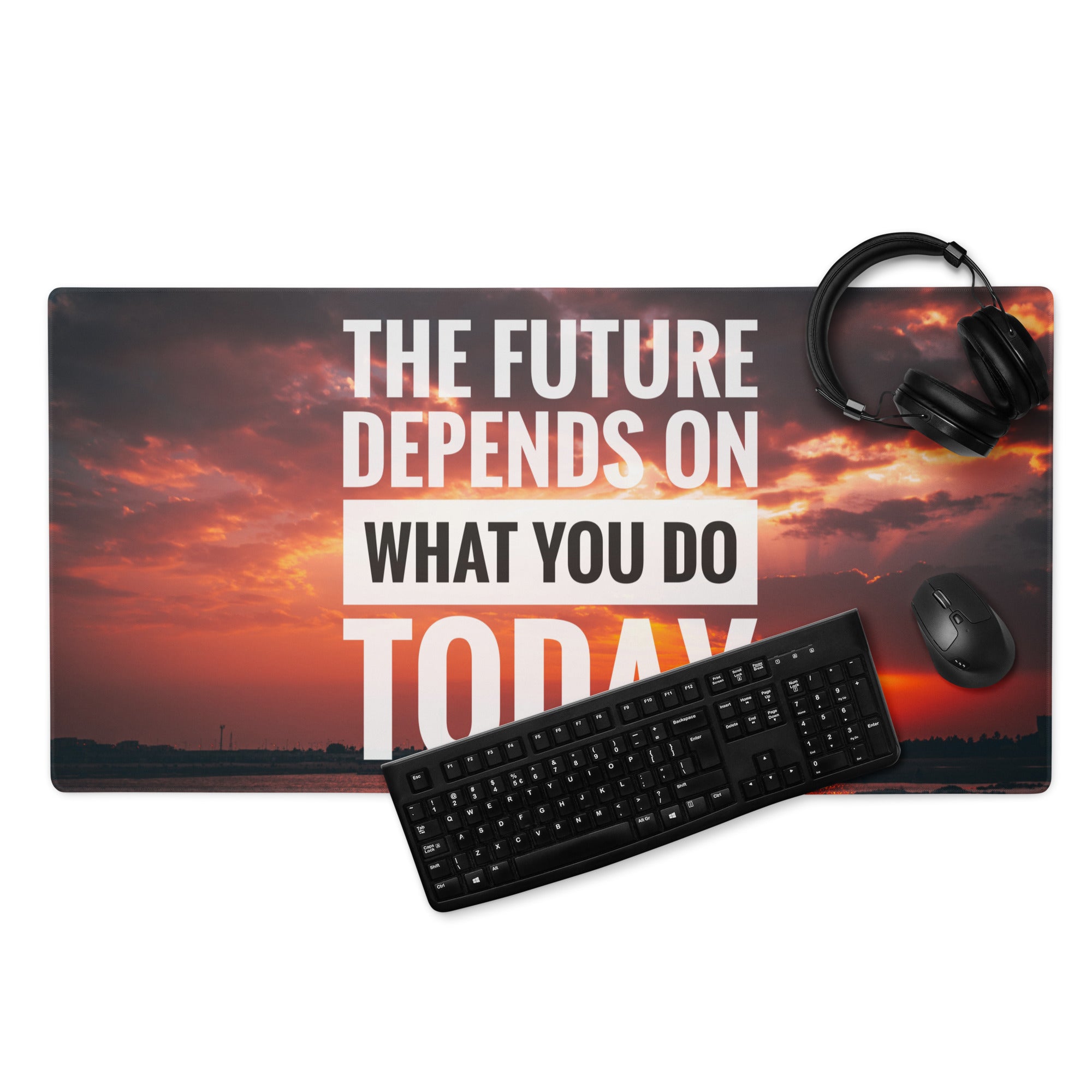 Motivational Mouse Pad Sunset Orange Purple Printed For Gaming Desk Modern Bold Typography Inspiring Quote Desk Mat