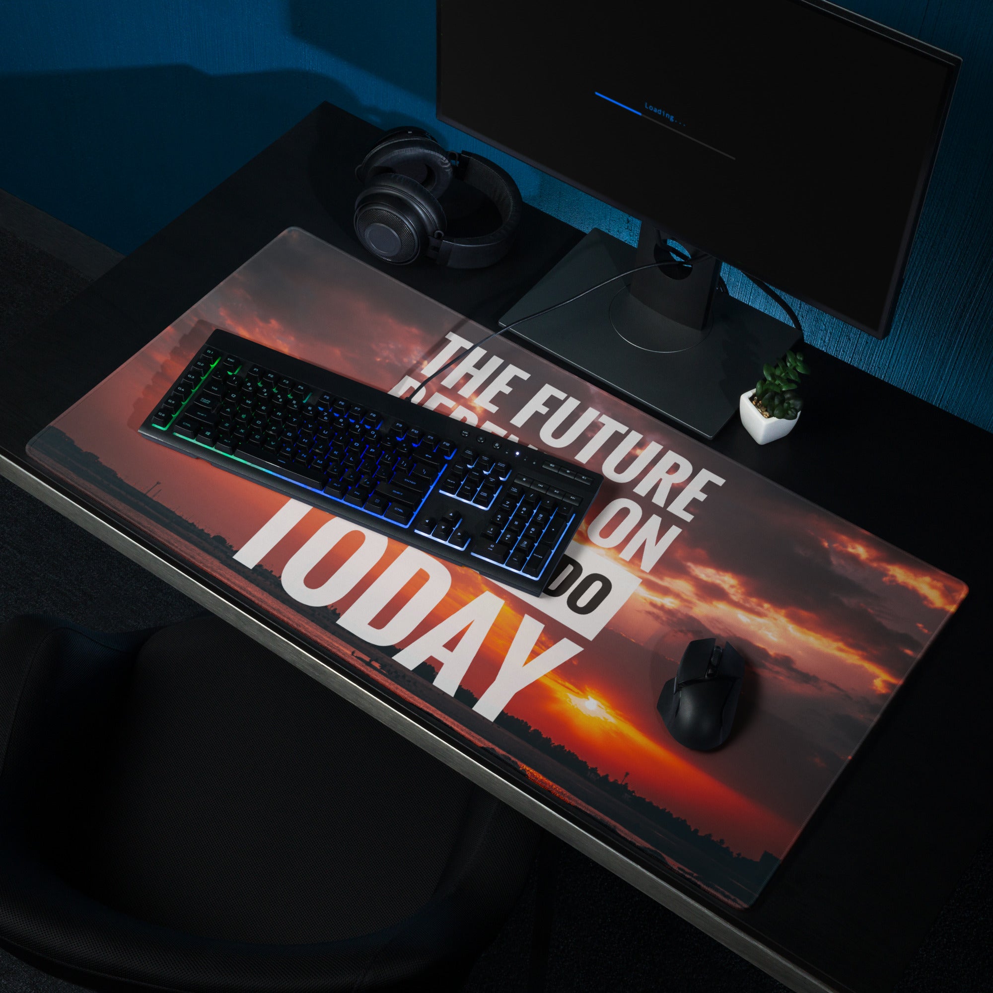 Motivational Mouse Pad Sunset Orange Purple Printed For Gaming Desk Modern Bold Typography Inspiring Quote Desk Mat
