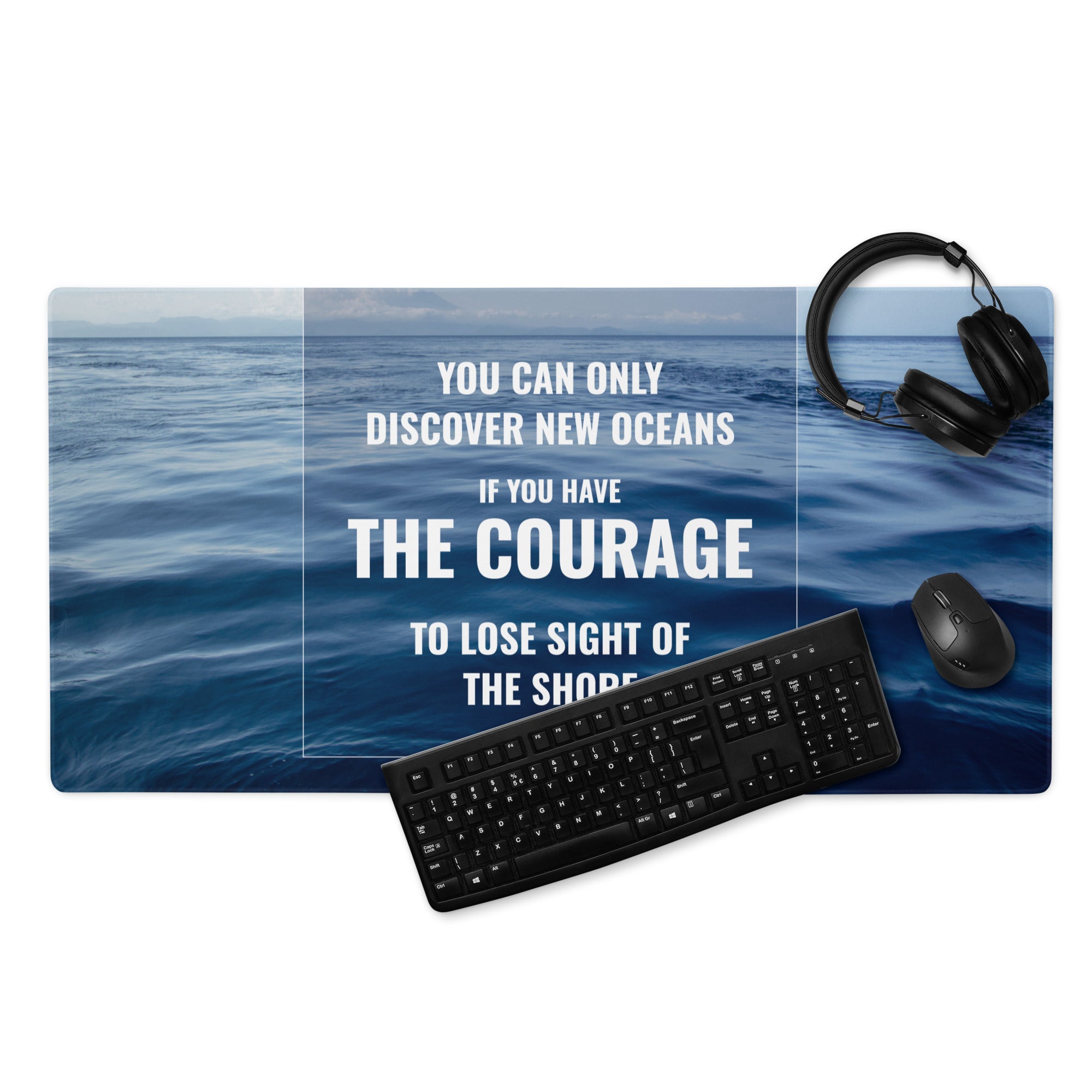 Blue Ocean Motivational Mouse Pad For Desk, Modern Office Decor, Inspirational Desk Accessory, Printed Artwork
