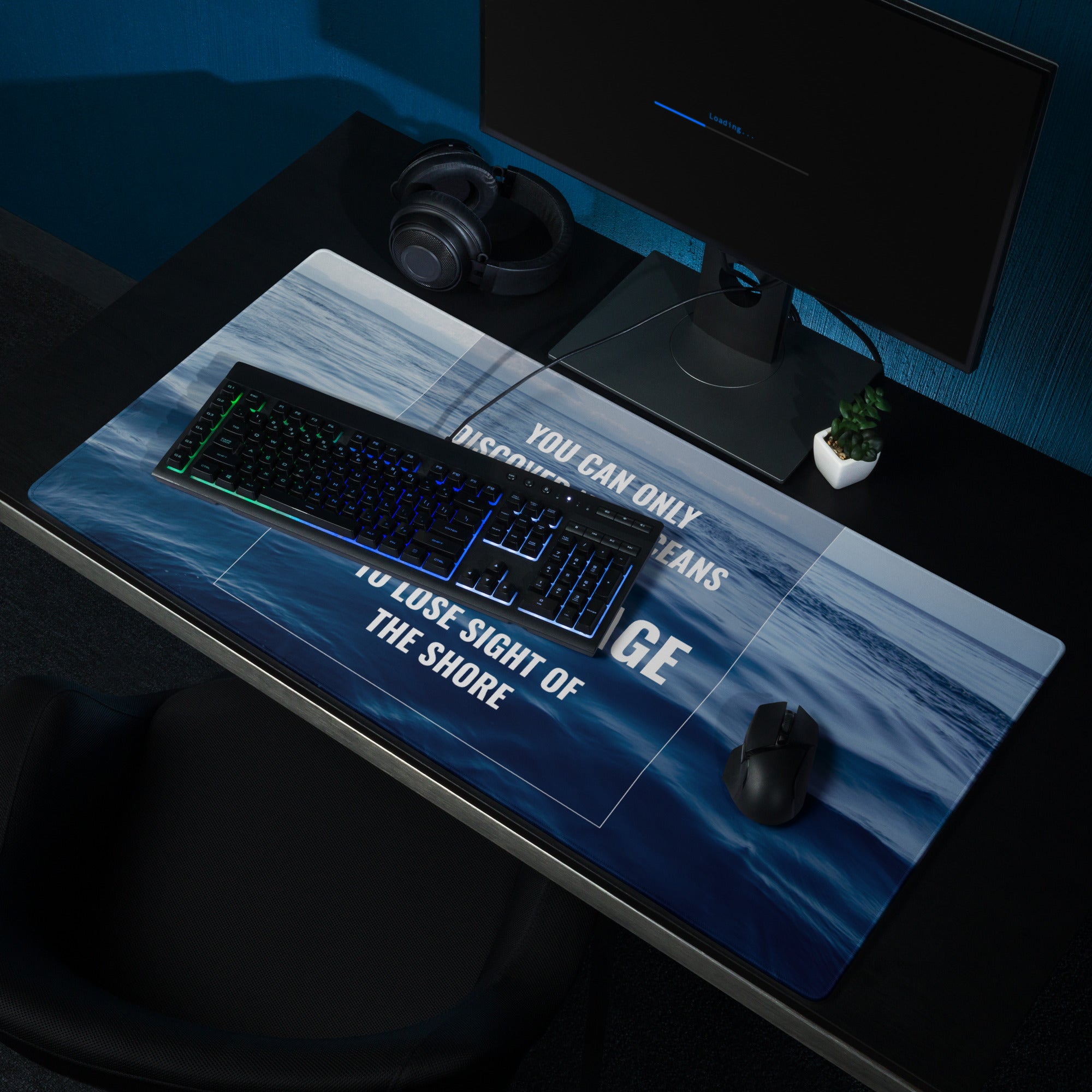 Blue Ocean Motivational Mouse Pad For Desk, Modern Office Decor, Inspirational Desk Accessory, Printed Artwork