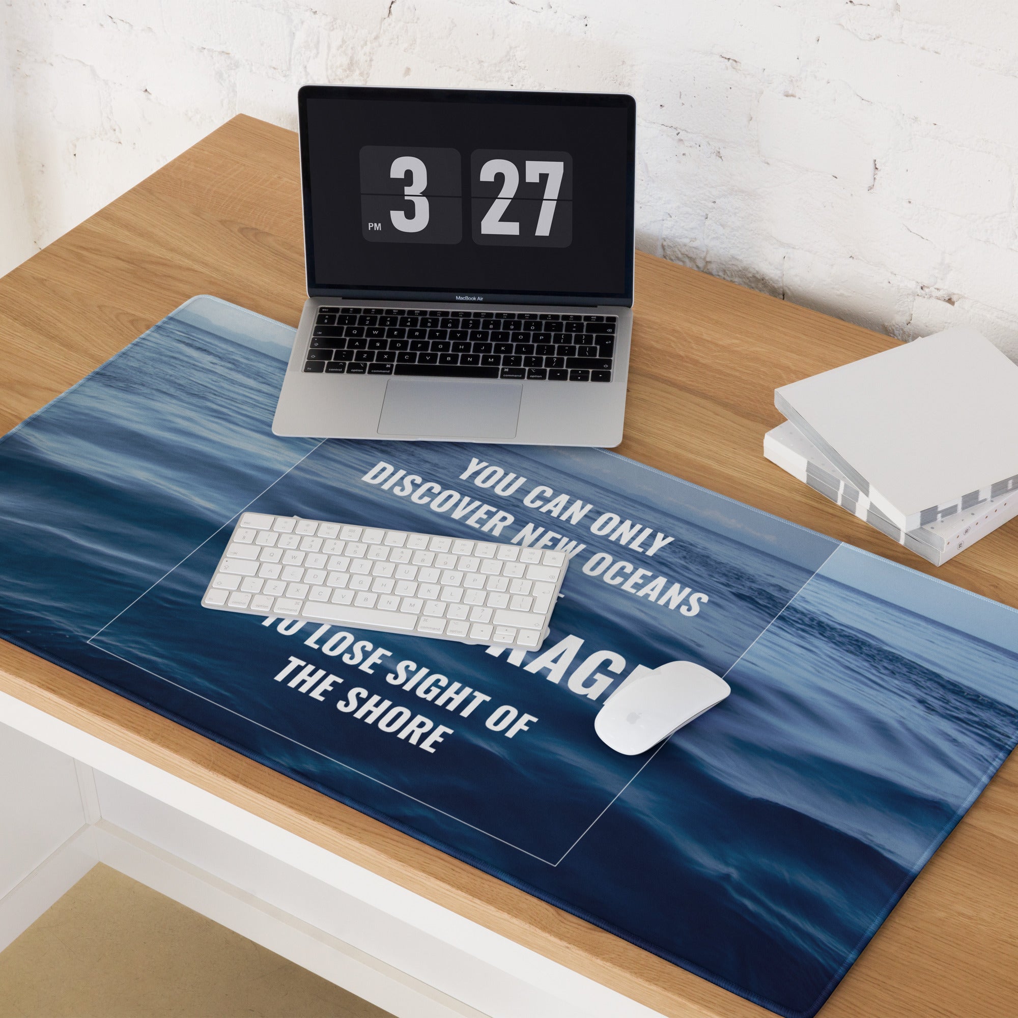 Blue Ocean Motivational Mouse Pad For Desk, Modern Office Decor, Inspirational Desk Accessory, Printed Artwork