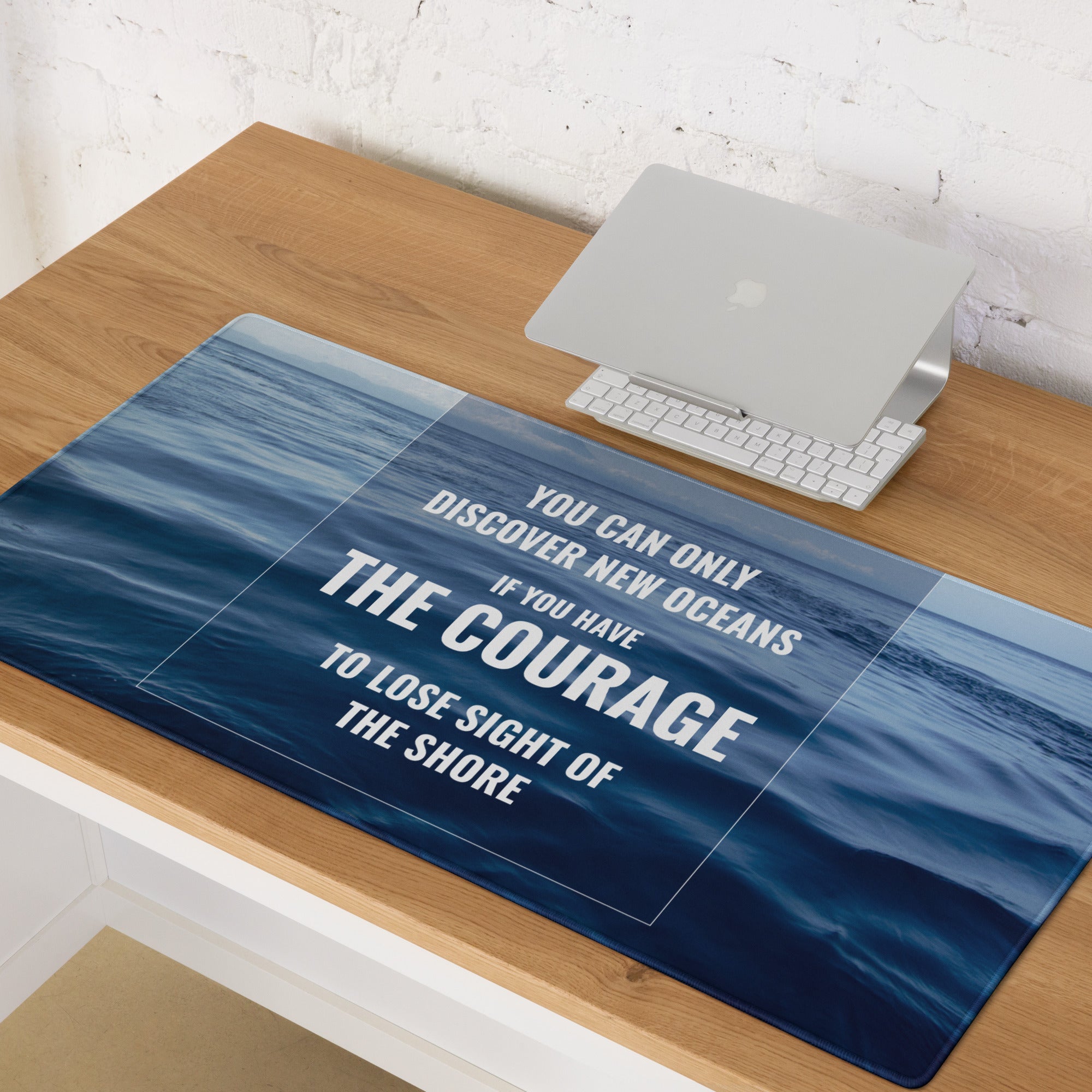 Blue Ocean Motivational Mouse Pad For Desk, Modern Office Decor, Inspirational Desk Accessory, Printed Artwork
