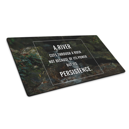 River Landscape Motivational Mouse Pad in Forest Greens for Desk Office with Modern Typography