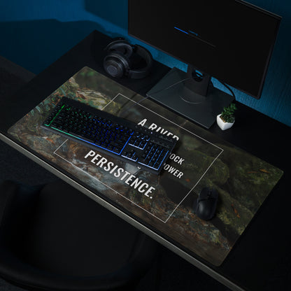 River Landscape Motivational Mouse Pad in Forest Greens for Desk Office with Modern Typography