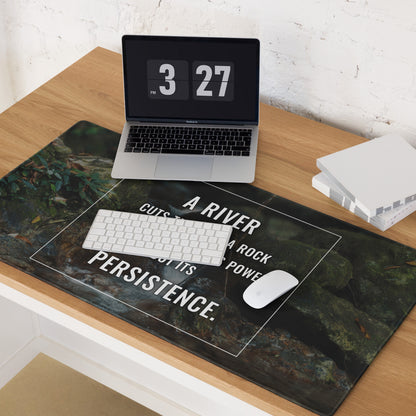 River Landscape Motivational Mouse Pad in Forest Greens for Desk Office with Modern Typography