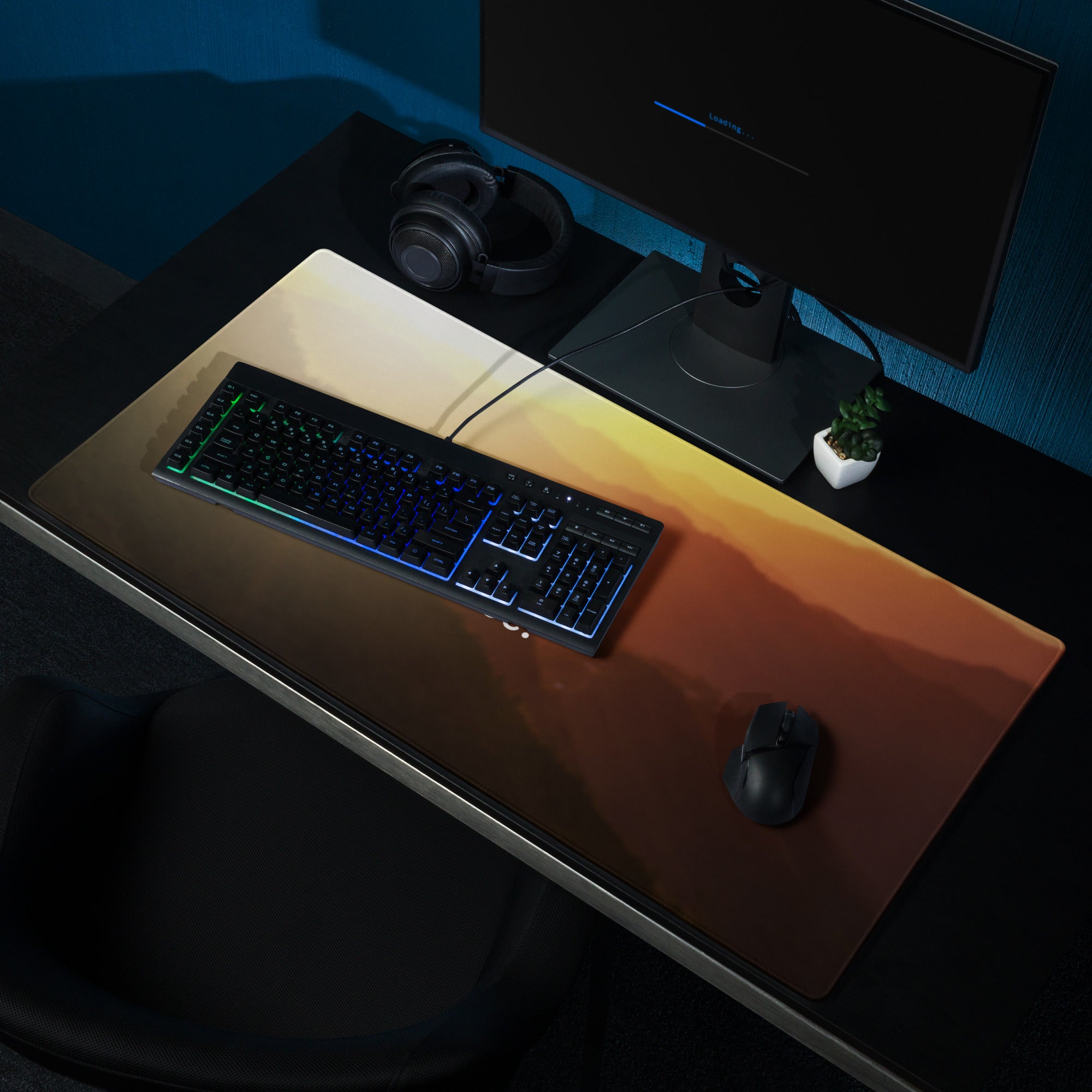 Motivational Gaming Mouse Pad Sunrise Gradient Orange Yellow Modern Desk Setup Inspiring Contemporary Gaming Digital Art