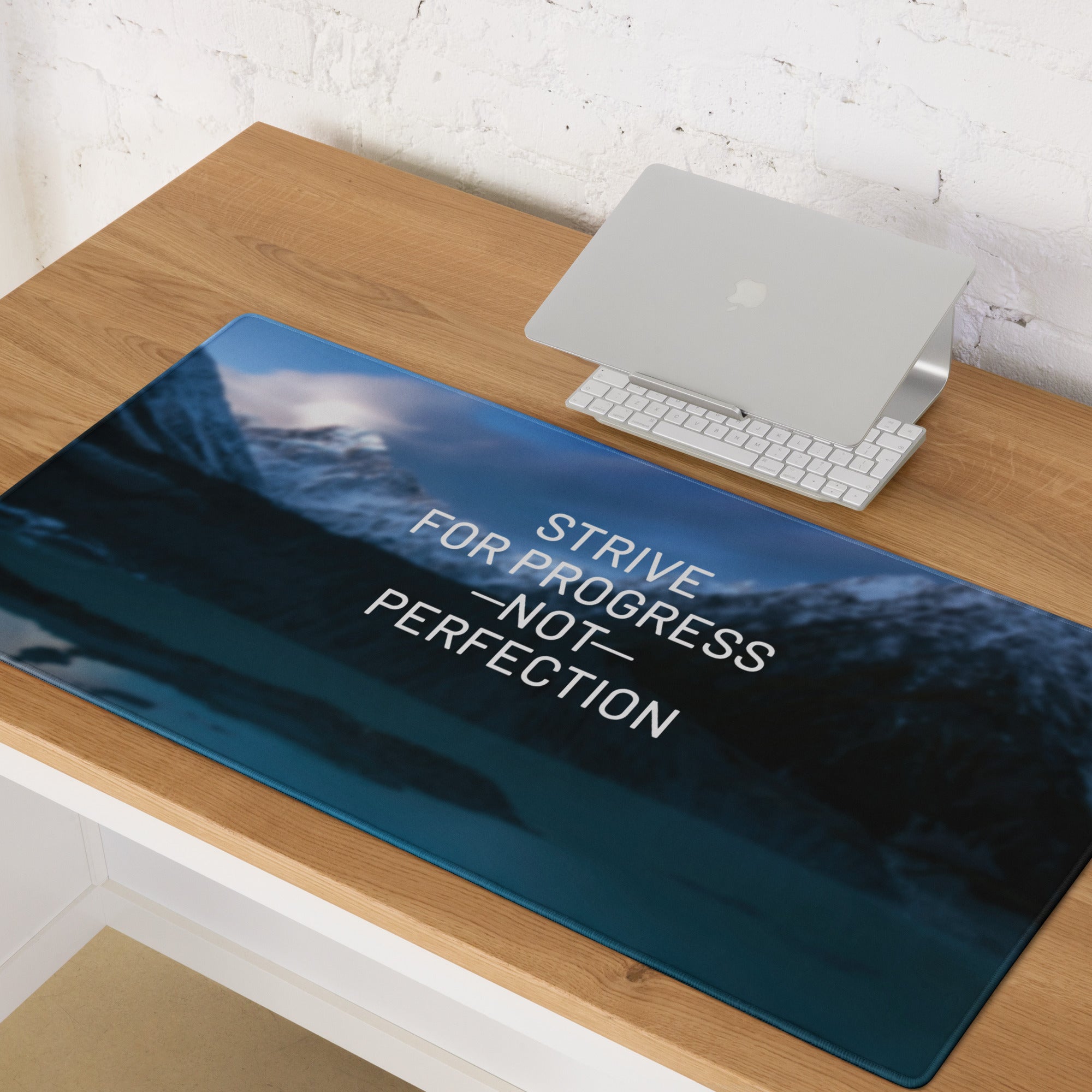 Blue Mountain Motivational Mouse Pad For Office Desk, Large Non Slip Edge, Modern Minimalist Workspace Accessory