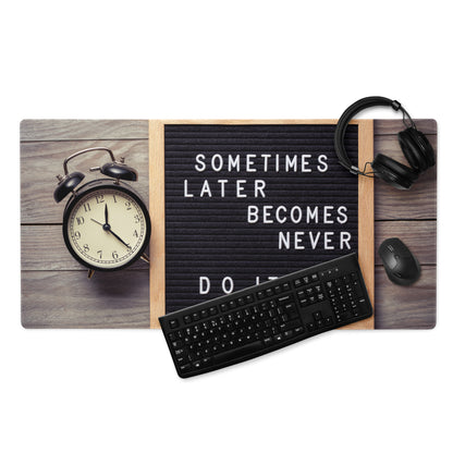 Motivational Mouse Pad With Letter Board Design In Black Surface And Natural Wood Frame For Desk Office Decor