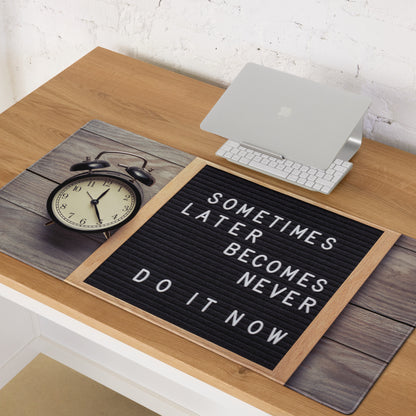 Motivational Mouse Pad With Letter Board Design In Black Surface And Natural Wood Frame For Desk Office Decor