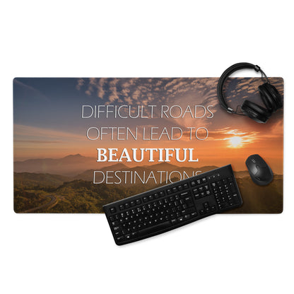 Motivational Quote Mouse Pad With Warm Sunset Colors For Desk Decor In Modern Minimalist Style