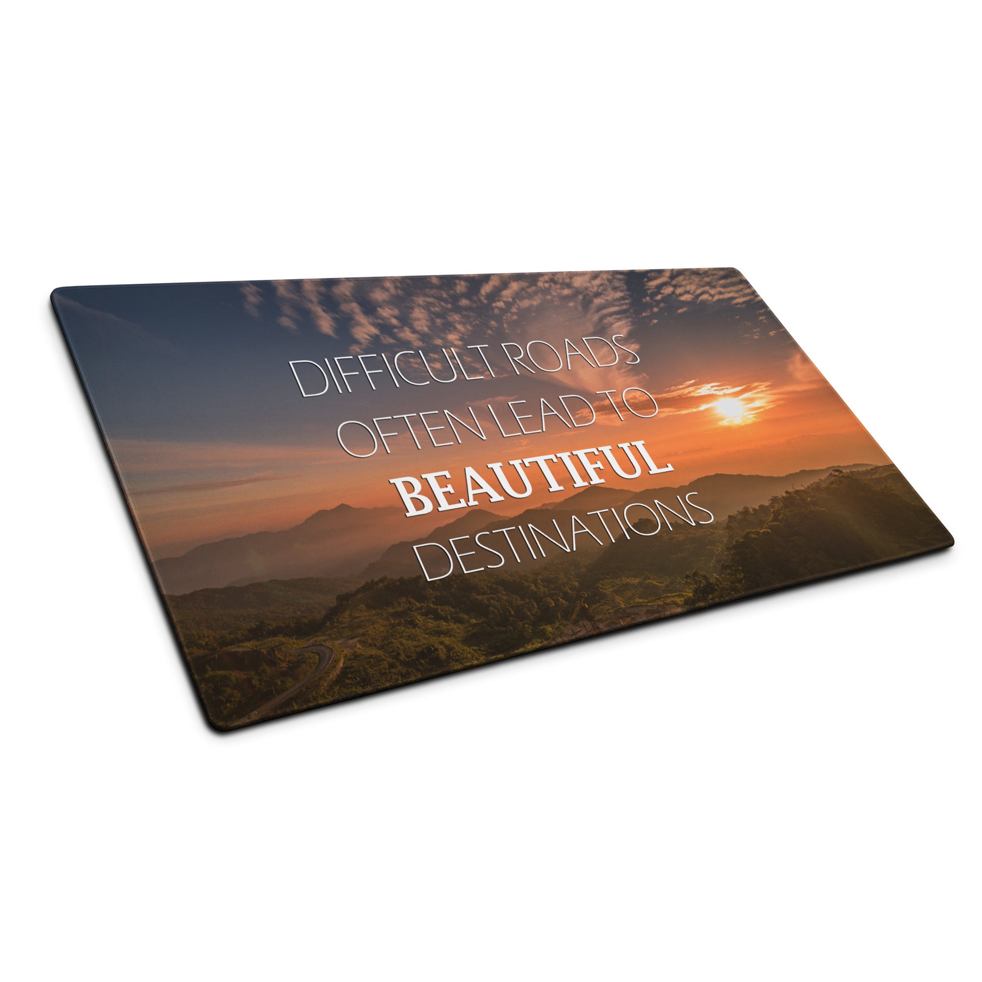 Motivational Quote Mouse Pad With Warm Sunset Colors For Desk Decor In Modern Minimalist Style
