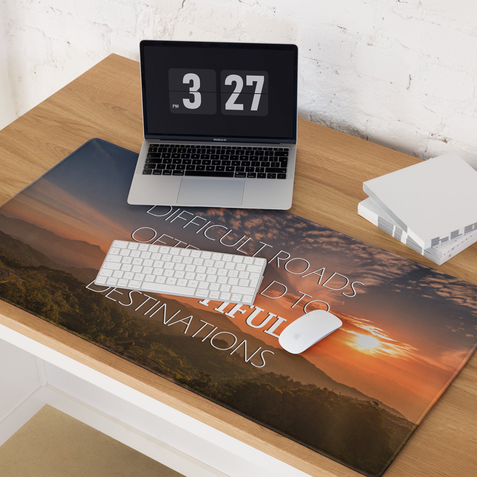 Motivational Quote Mouse Pad With Warm Sunset Colors For Desk Decor In Modern Minimalist Style