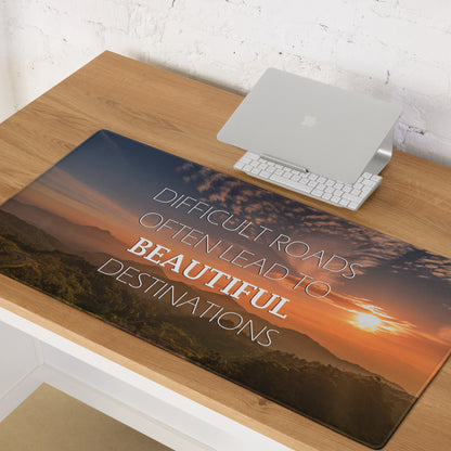 Motivational Quote Mouse Pad With Warm Sunset Colors For Desk Decor In Modern Minimalist Style