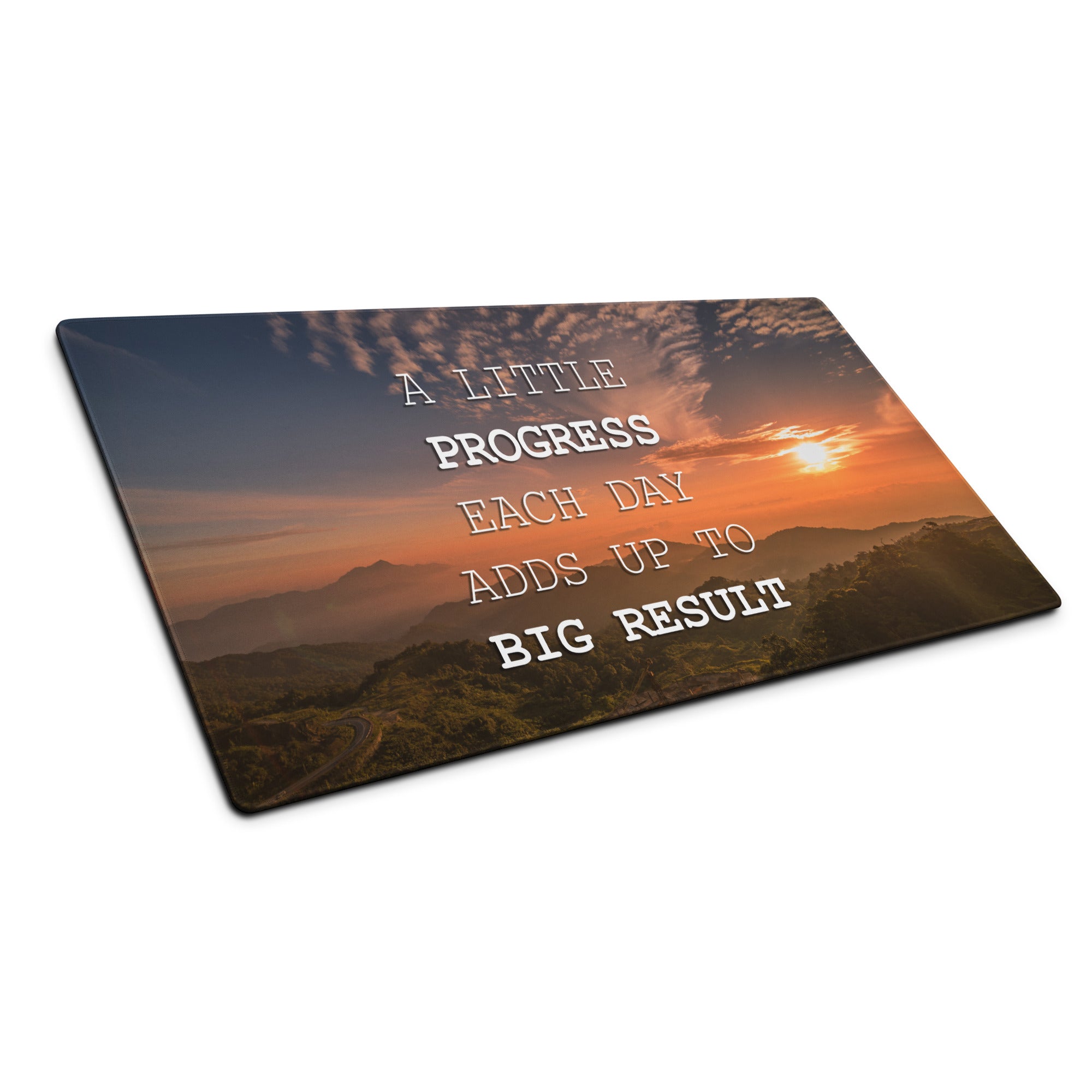 Motivational Sunset Mountain Mouse Pad for Gaming Desk Large Non Slip With Edge Stitching
