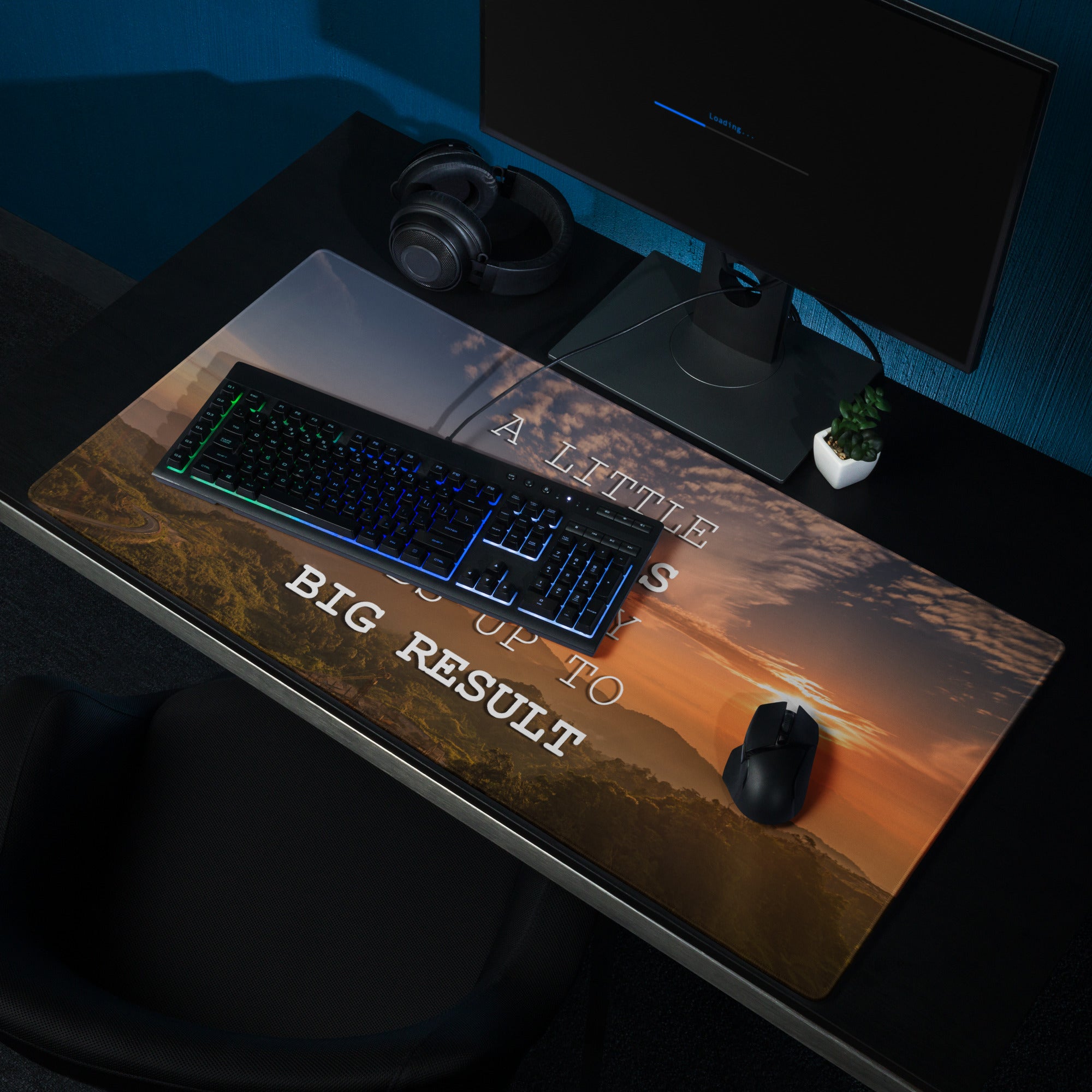 Motivational Sunset Mountain Mouse Pad for Gaming Desk Large Non Slip With Edge Stitching