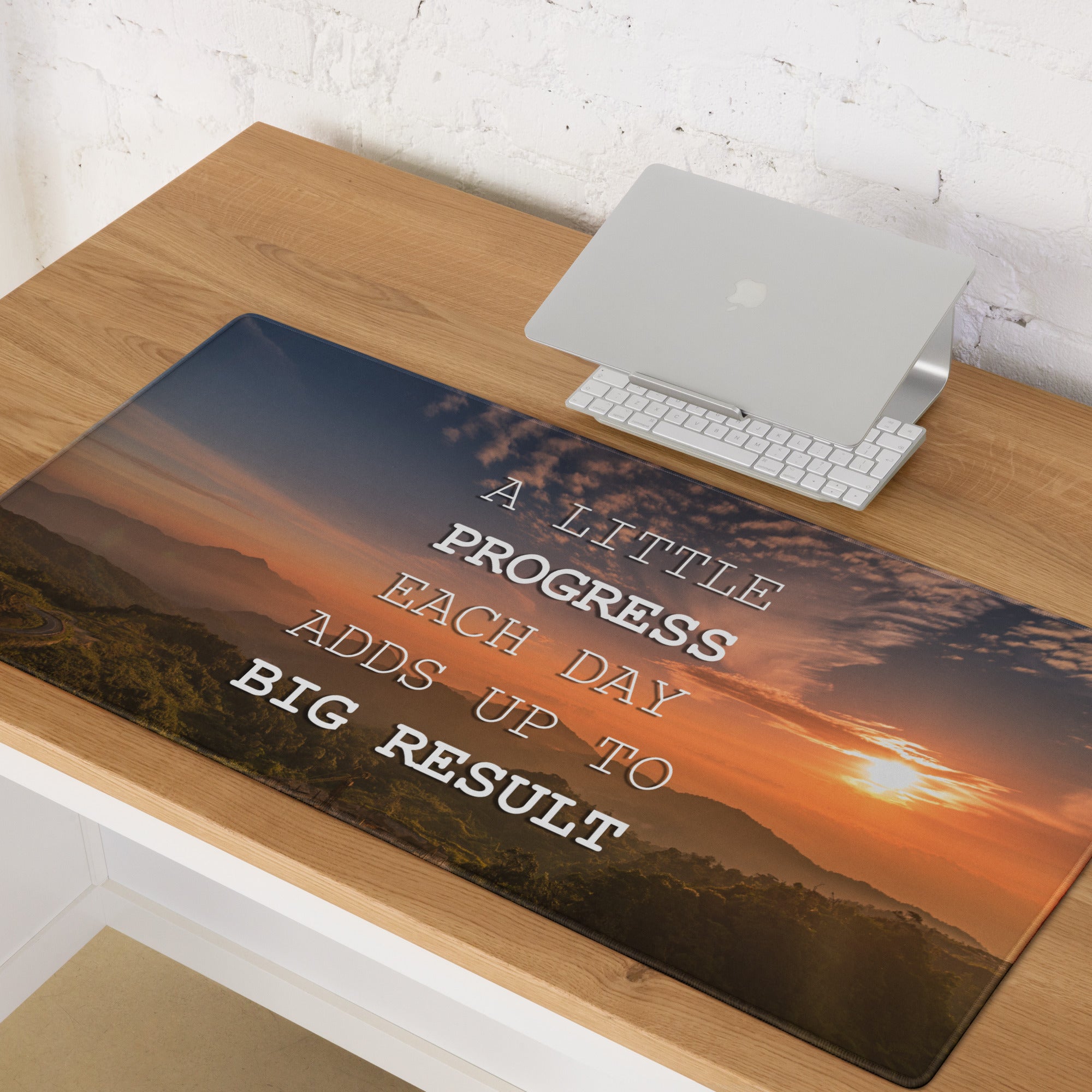 Motivational Sunset Mountain Mouse Pad for Gaming Desk Large Non Slip With Edge Stitching