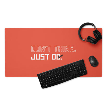 Red Orange Gaming Mouse Pad Desk Mat For Modern Office Setup Non Slip Surface Edge Stitching Motivational Typography