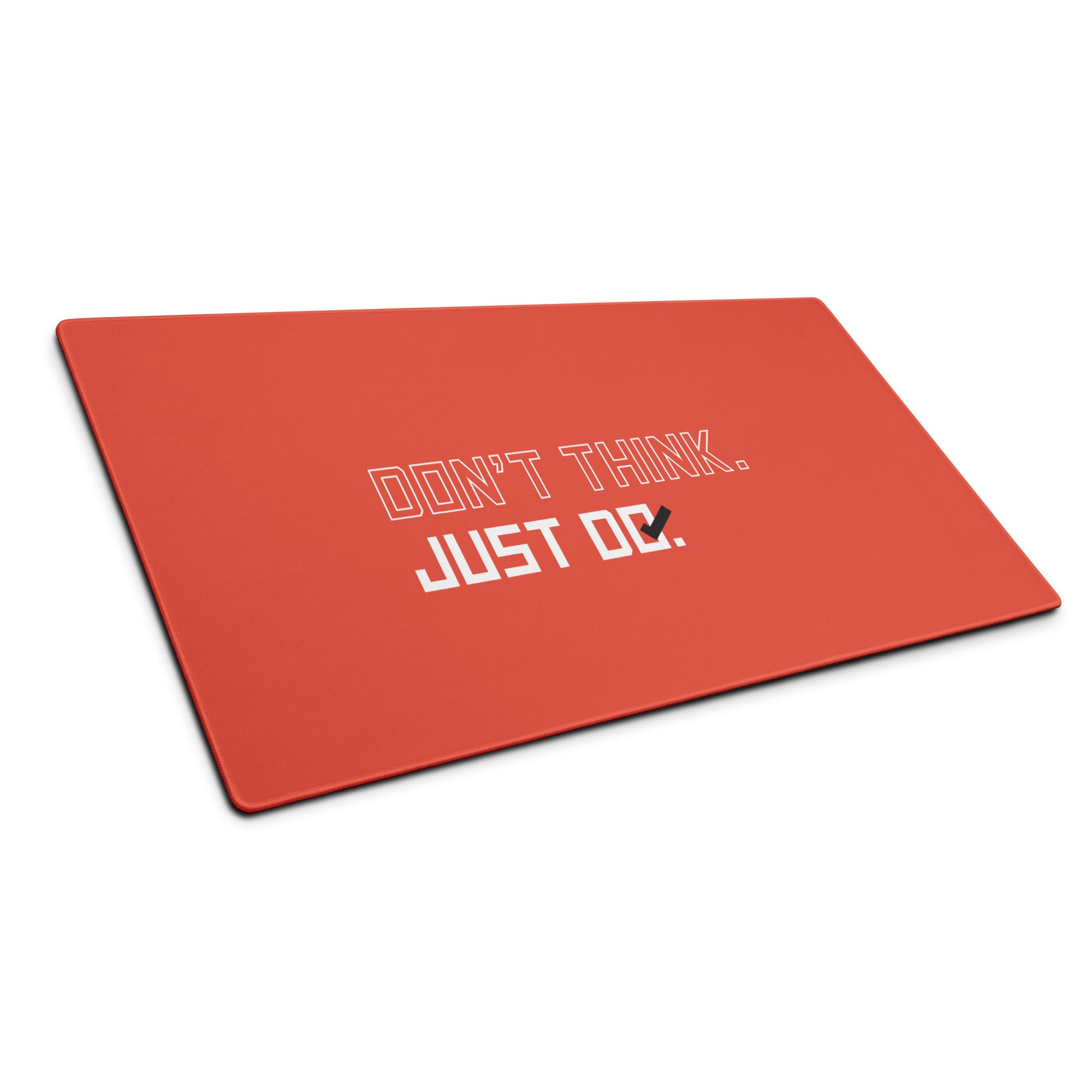 Red Orange Gaming Mouse Pad Desk Mat For Modern Office Setup Non Slip Surface Edge Stitching Motivational Typography
