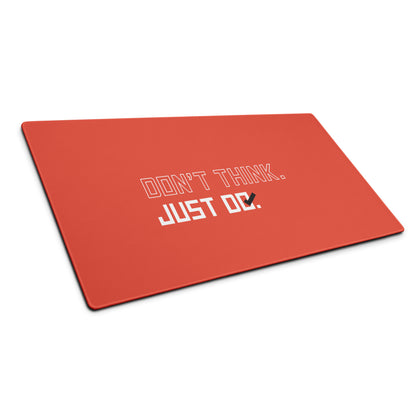 Red Orange Gaming Mouse Pad Desk Mat For Modern Office Setup Non Slip Surface Edge Stitching Motivational Typography