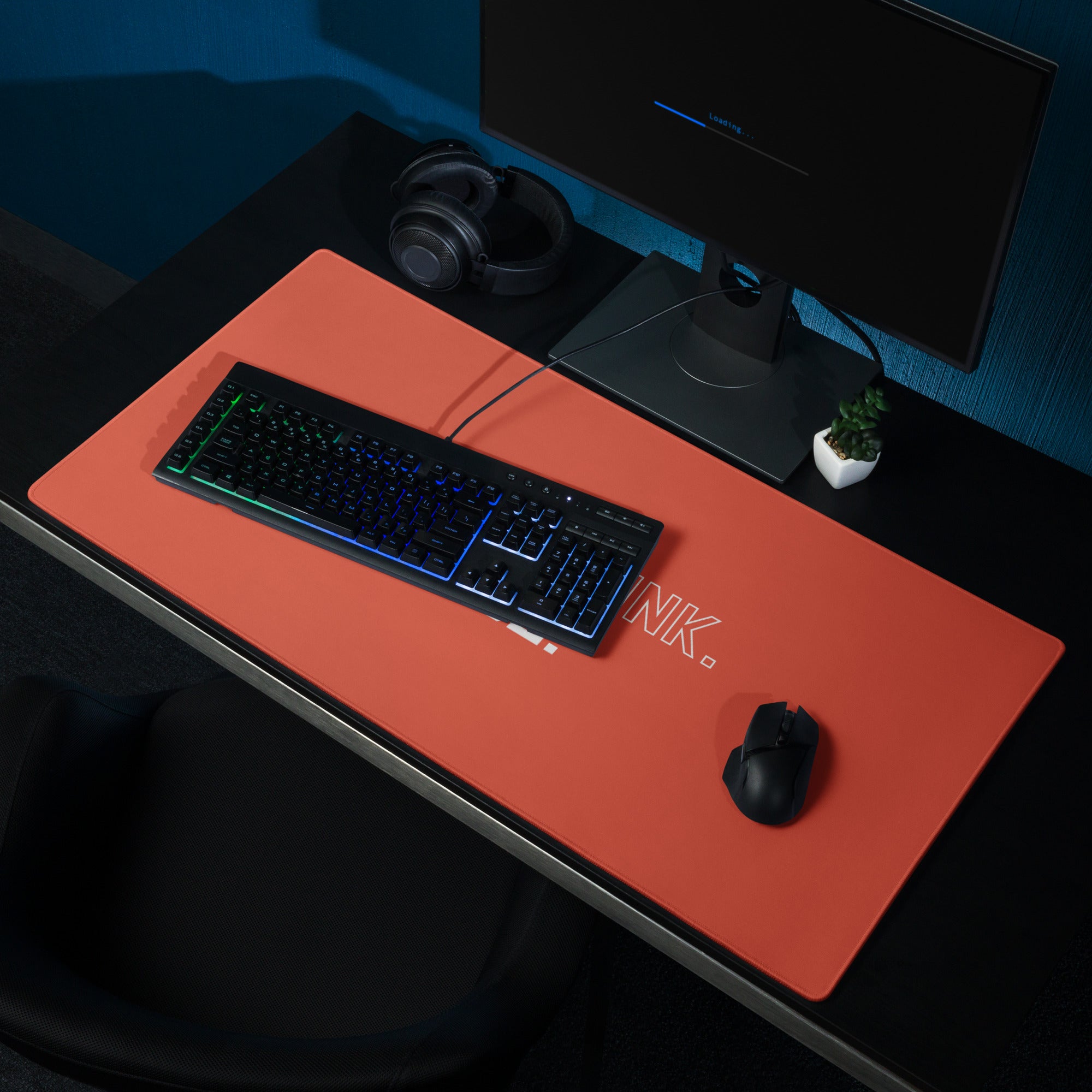 Red Orange Gaming Mouse Pad Desk Mat For Modern Office Setup Non Slip Surface Edge Stitching Motivational Typography