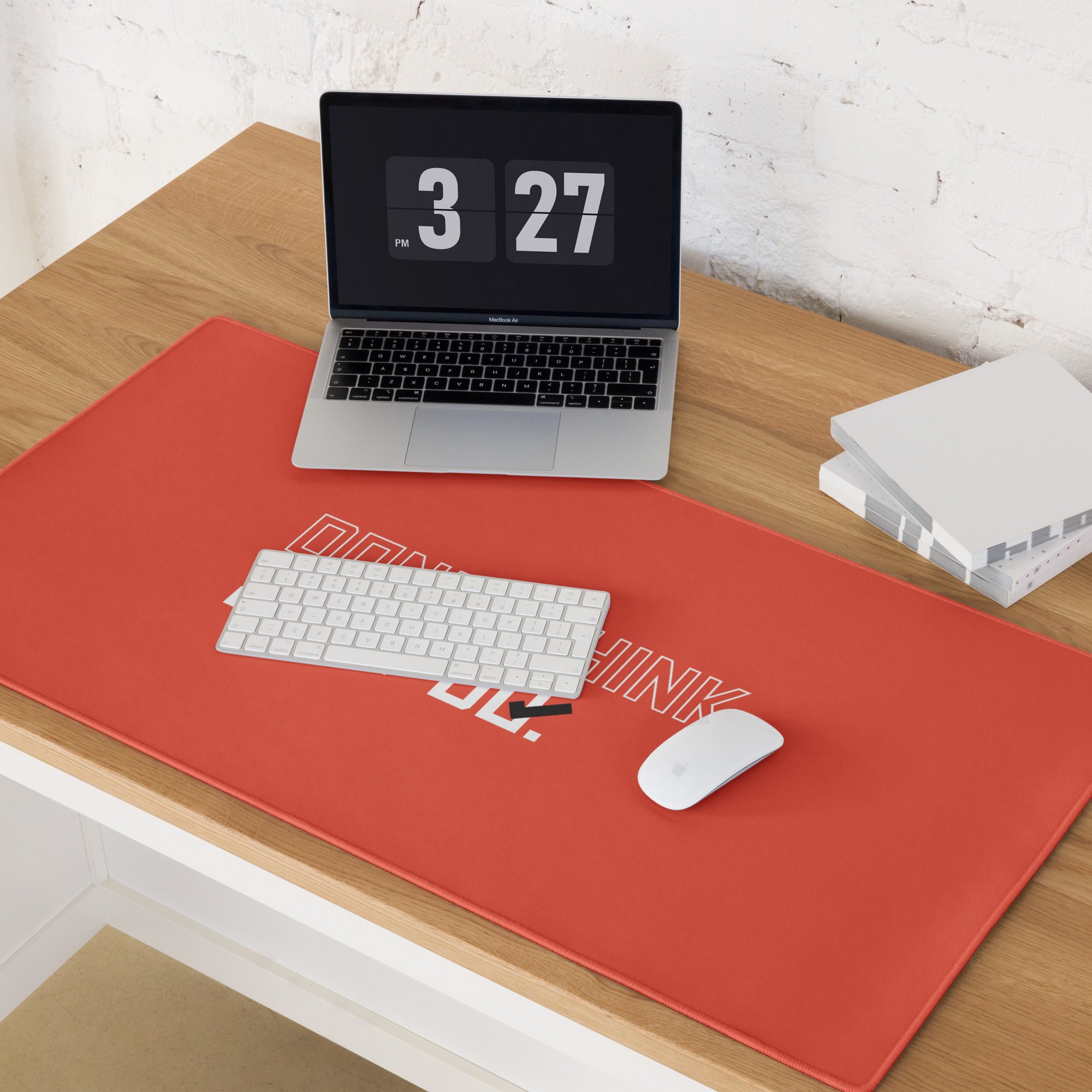 Red Orange Gaming Mouse Pad Desk Mat For Modern Office Setup Non Slip Surface Edge Stitching Motivational Typography