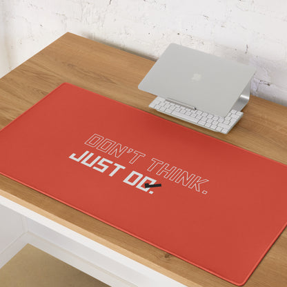 Red Orange Gaming Mouse Pad Desk Mat For Modern Office Setup Non Slip Surface Edge Stitching Motivational Typography
