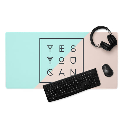 Yes You Can Mint Peach Modern Geometric Desk Mouse Pad For Office And Gaming Minimalist Desk Decor Digital Art