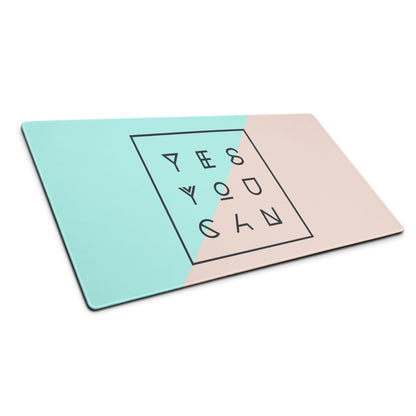 Yes You Can Mint Peach Modern Geometric Desk Mouse Pad For Office And Gaming Minimalist Desk Decor Digital Art