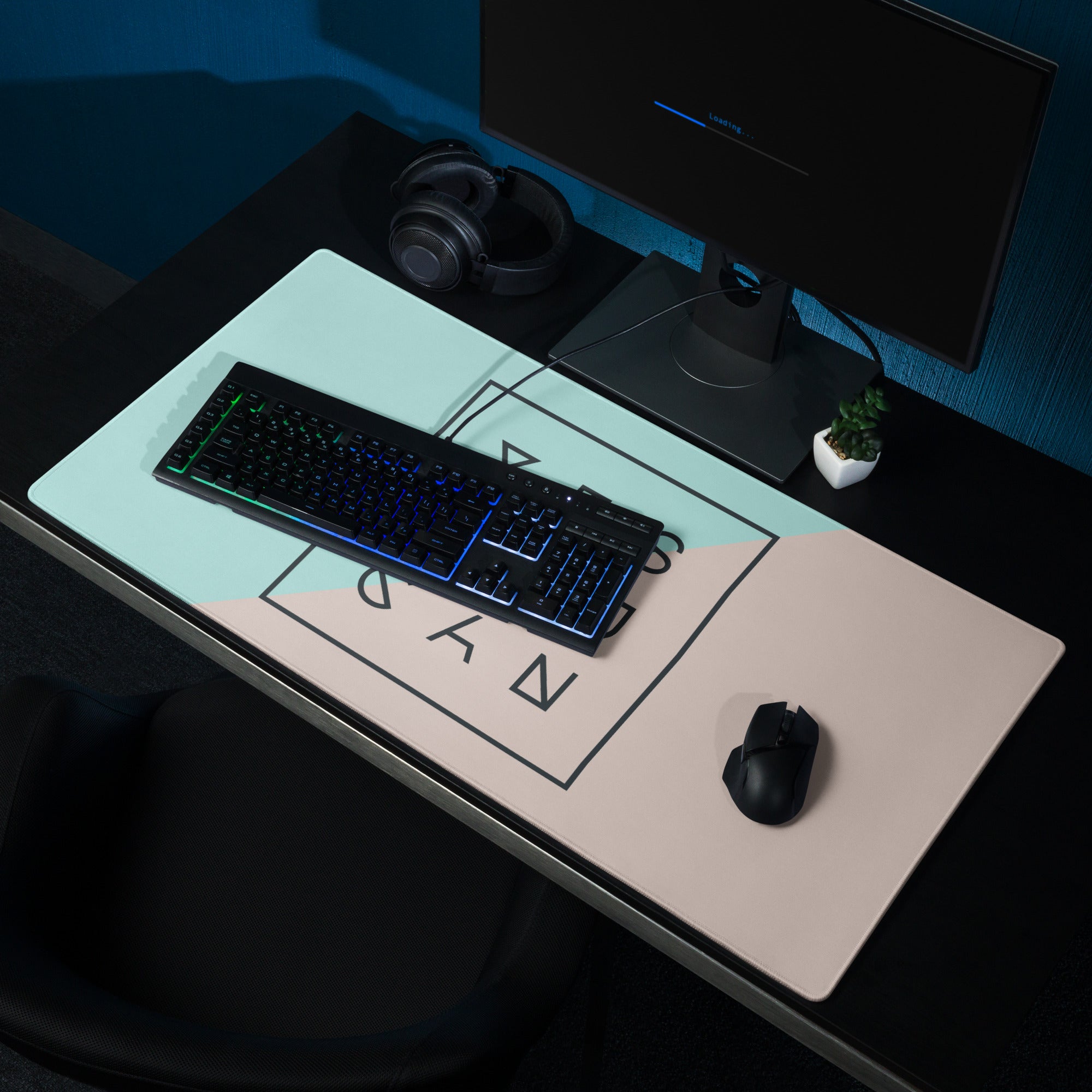 Yes You Can Mint Peach Modern Geometric Desk Mouse Pad For Office And Gaming Minimalist Desk Decor Digital Art