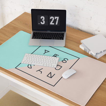 Yes You Can Mint Peach Modern Geometric Desk Mouse Pad For Office And Gaming Minimalist Desk Decor Digital Art