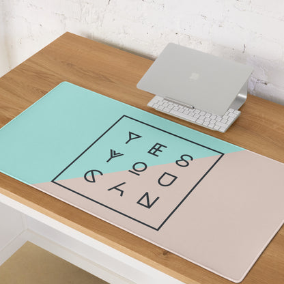 Yes You Can Mint Peach Modern Geometric Desk Mouse Pad For Office And Gaming Minimalist Desk Decor Digital Art