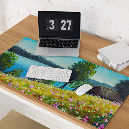 Vivid Landscape Garden Mat - Landscape Garden Scene Blue Green Impressionist Vibrant Modern Decor Oil Painting Gamers