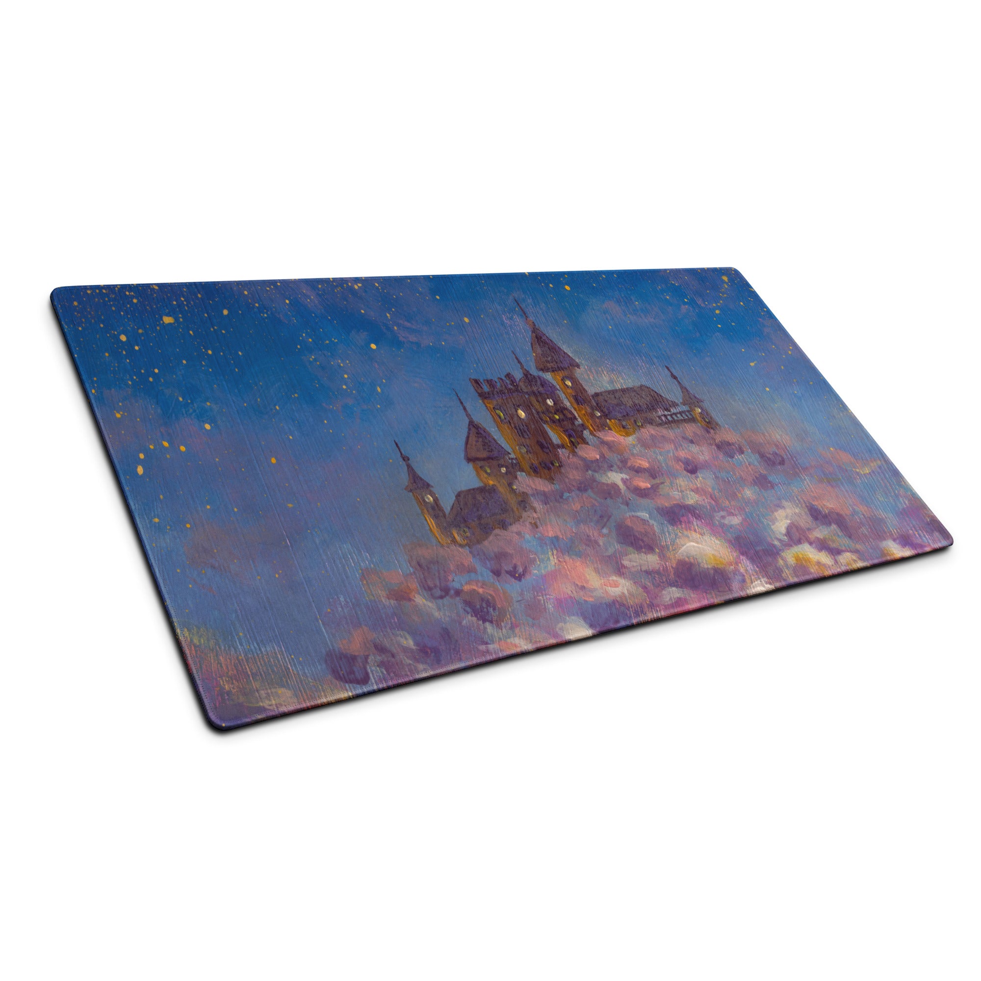 Nightfall Castle Art Mouse Pad - Castle Night Sky Blue Desk Pad Watercolor Dreamy Whimsical Decor Style Niche PC Gaming