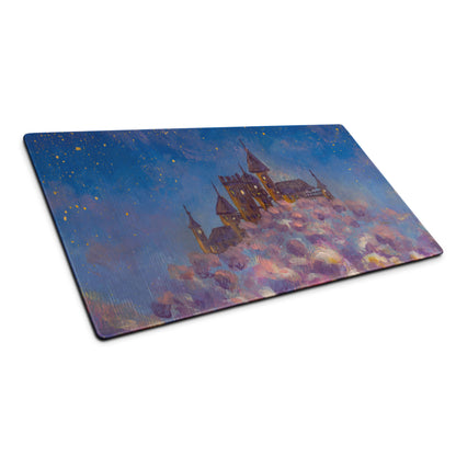 Nightfall Castle Art Mouse Pad - Castle Night Sky Blue Desk Pad Watercolor Dreamy Whimsical Decor Style Niche PC Gaming
