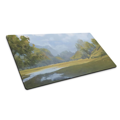 Nature Vista Landscape Mouse Pad - Landscape Painting Green Blue Tones Desk Decor Impressionist Style Mood Calm Serene Modern Minimalist Office Gaming Desk Accessory Oil Painting Look