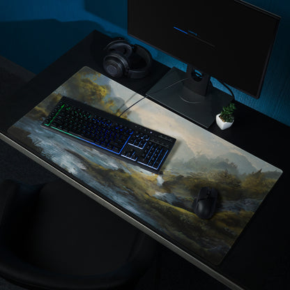 Nature Vista Landscape Gaming Pad - Landscape Blue Green Desk Setup Impressionist Oil Painting Mood Serene Rustic