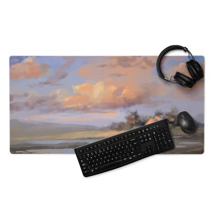 Sunset Landscape Mouse Pad - Sunset Landscape Orange Pink Blue Purple Painterly, Calm Mood Coastal Modern Desk Pad