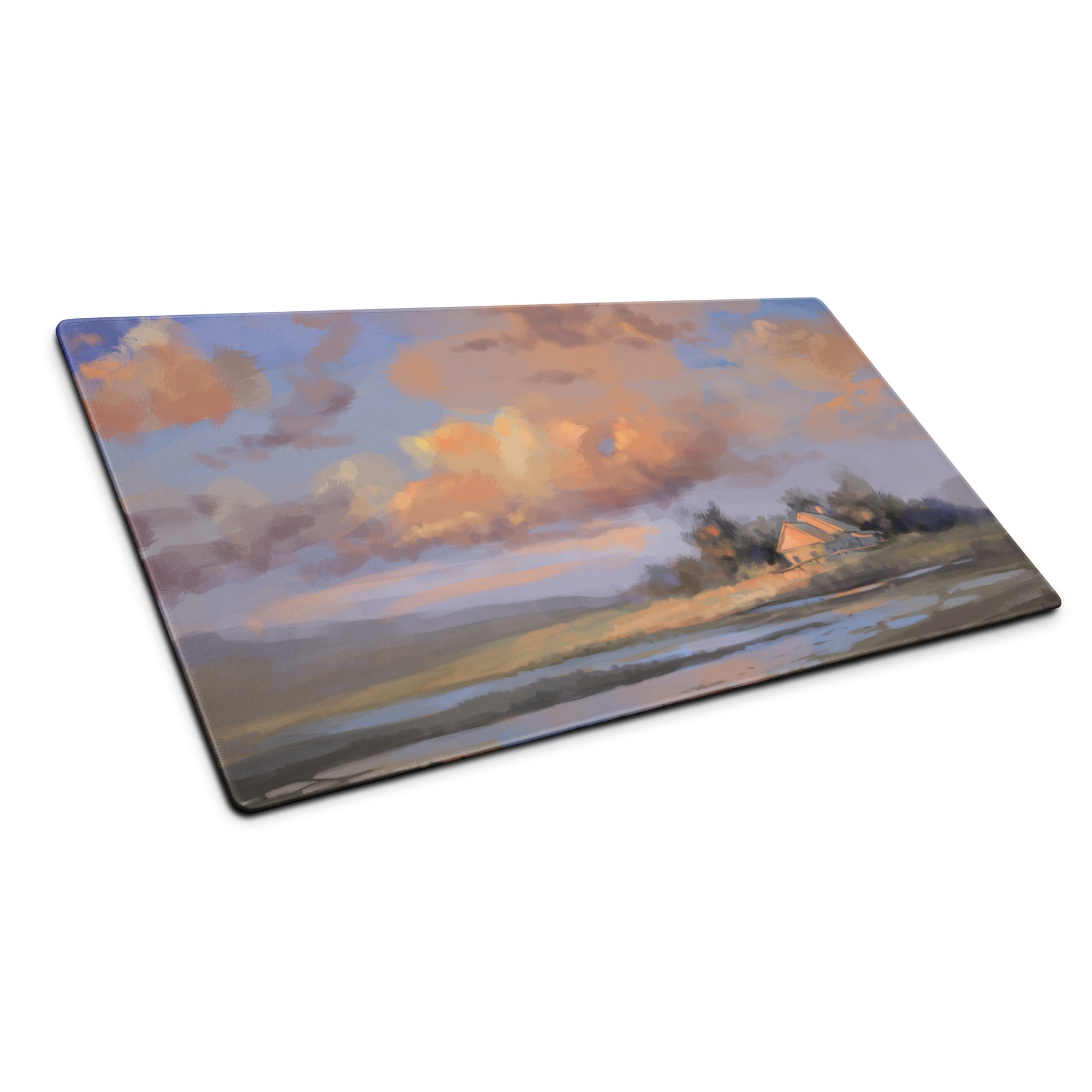 Sunset Landscape Mouse Pad - Sunset Landscape Orange Pink Blue Purple Painterly, Calm Mood Coastal Modern Desk Pad