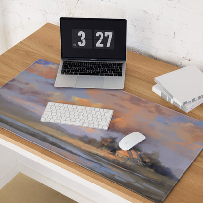 Sunset Landscape Mouse Pad - Sunset Landscape Orange Pink Blue Purple Painterly, Calm Mood Coastal Modern Desk Pad