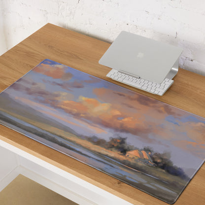 Sunset Landscape Mouse Pad - Sunset Landscape Orange Pink Blue Purple Painterly, Calm Mood Coastal Modern Desk Pad
