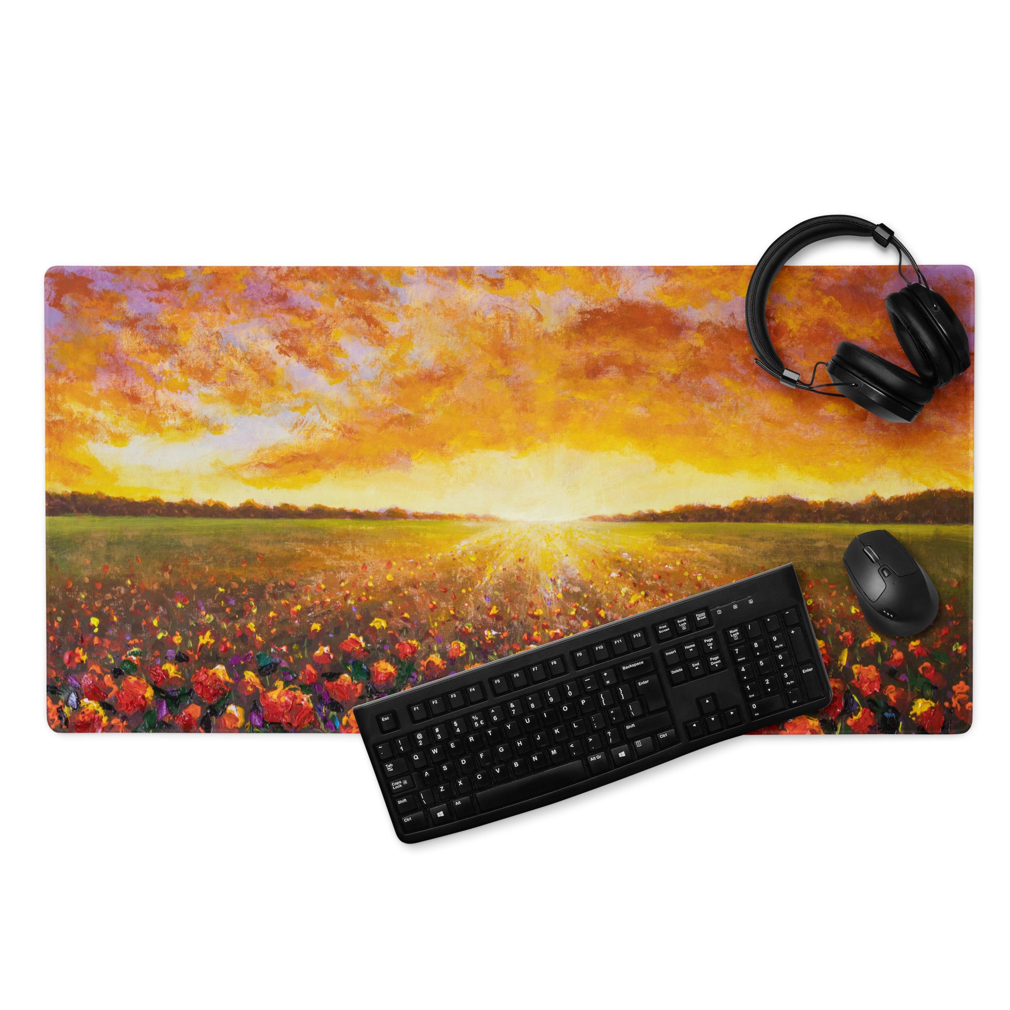 Autumn Sunset Landscape Mouse Pad - Landscape Mouse Pad Orange Yellow Purple Desk Setup Impressionist