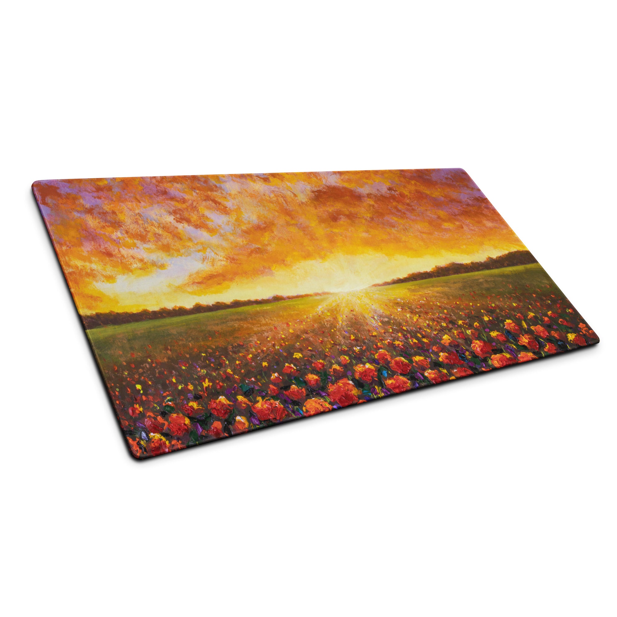 Autumn Sunset Landscape Mouse Pad - Landscape Mouse Pad Orange Yellow Purple Desk Setup Impressionist