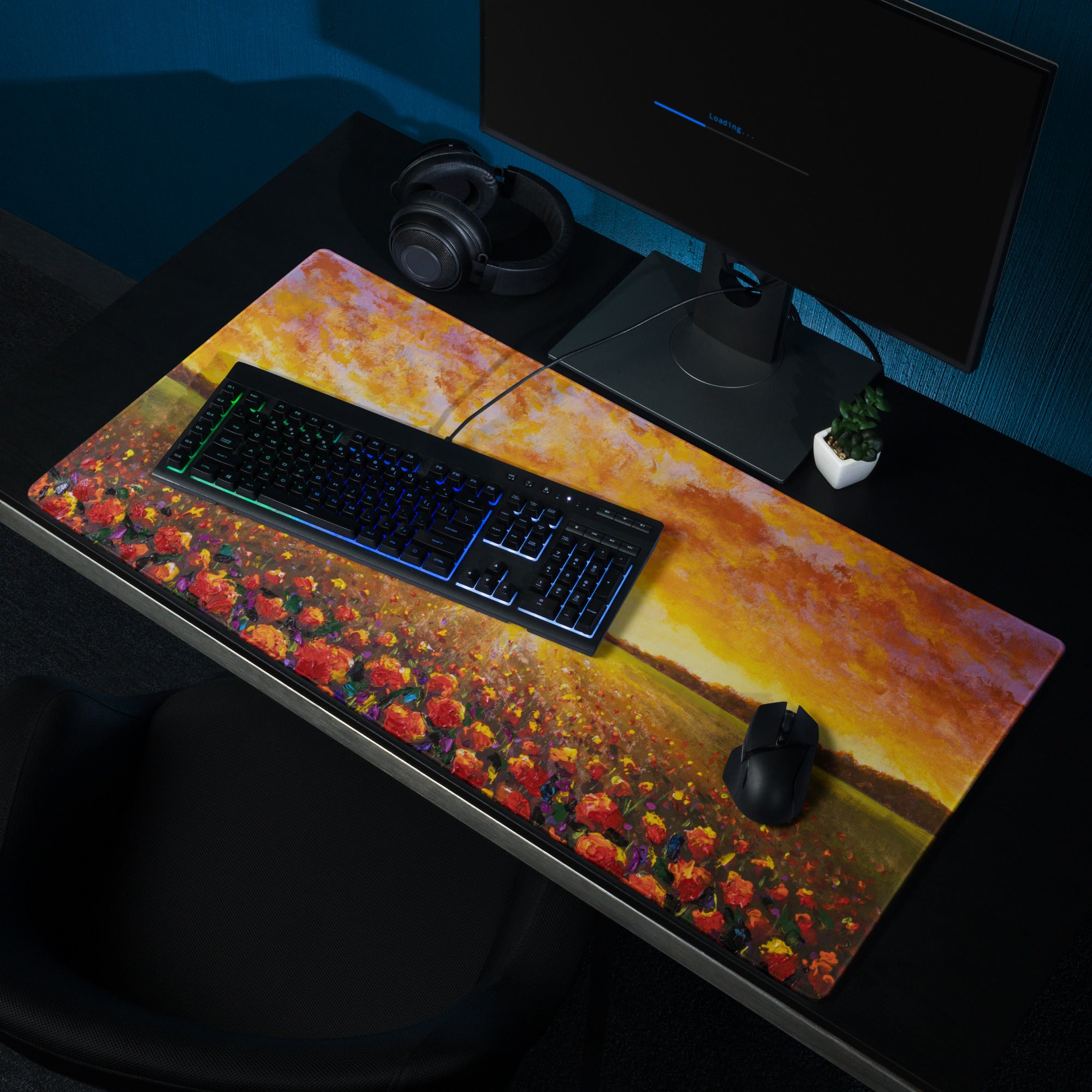 Autumn Sunset Landscape Mouse Pad - Landscape Mouse Pad Orange Yellow Purple Desk Setup Impressionist