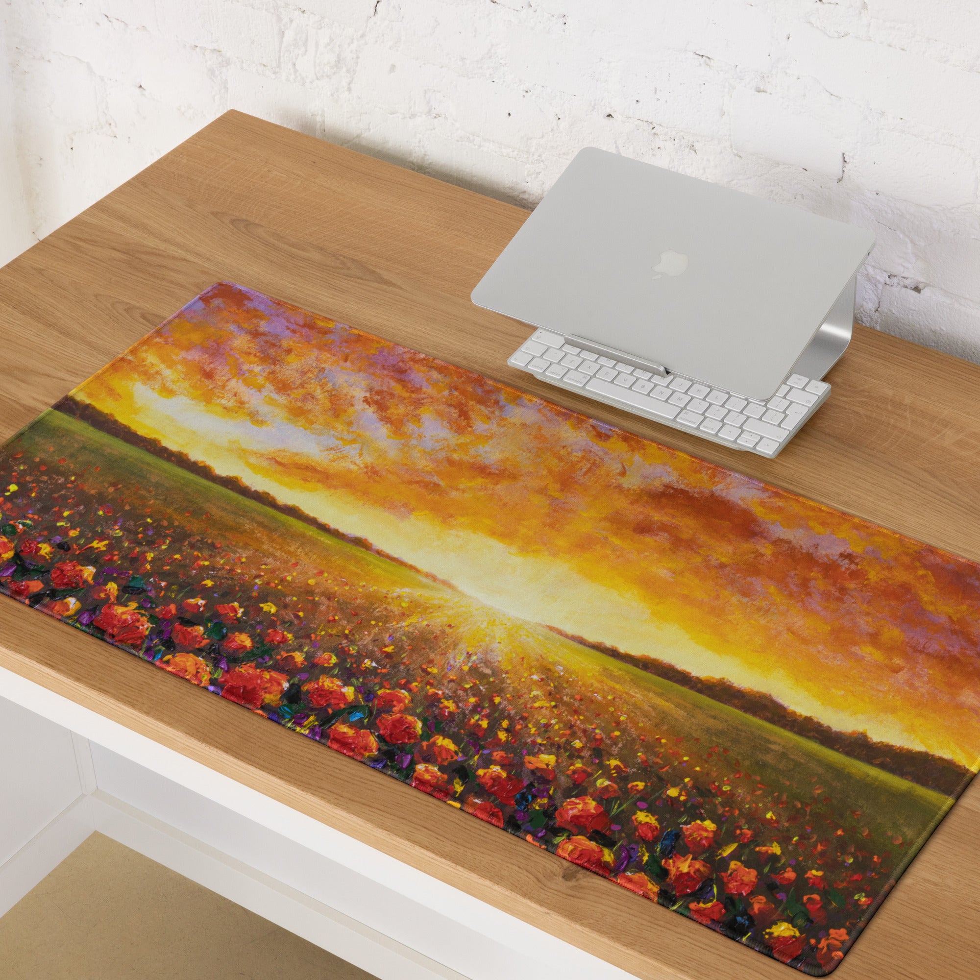 Autumn Sunset Landscape Mouse Pad - Landscape Mouse Pad Orange Yellow Purple Desk Setup Impressionist