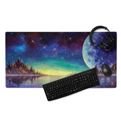 Cosmic Nightscape Mouse Pad - Space Mouse Pad Purple Blue For Gaming Dreamy Mood Cosmic Decor Digital Painting