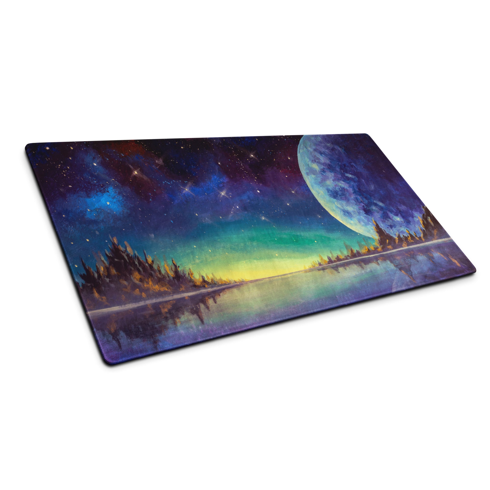 Cosmic Nightscape Mouse Pad - Space Mouse Pad Purple Blue For Gaming Dreamy Mood Cosmic Decor Digital Painting