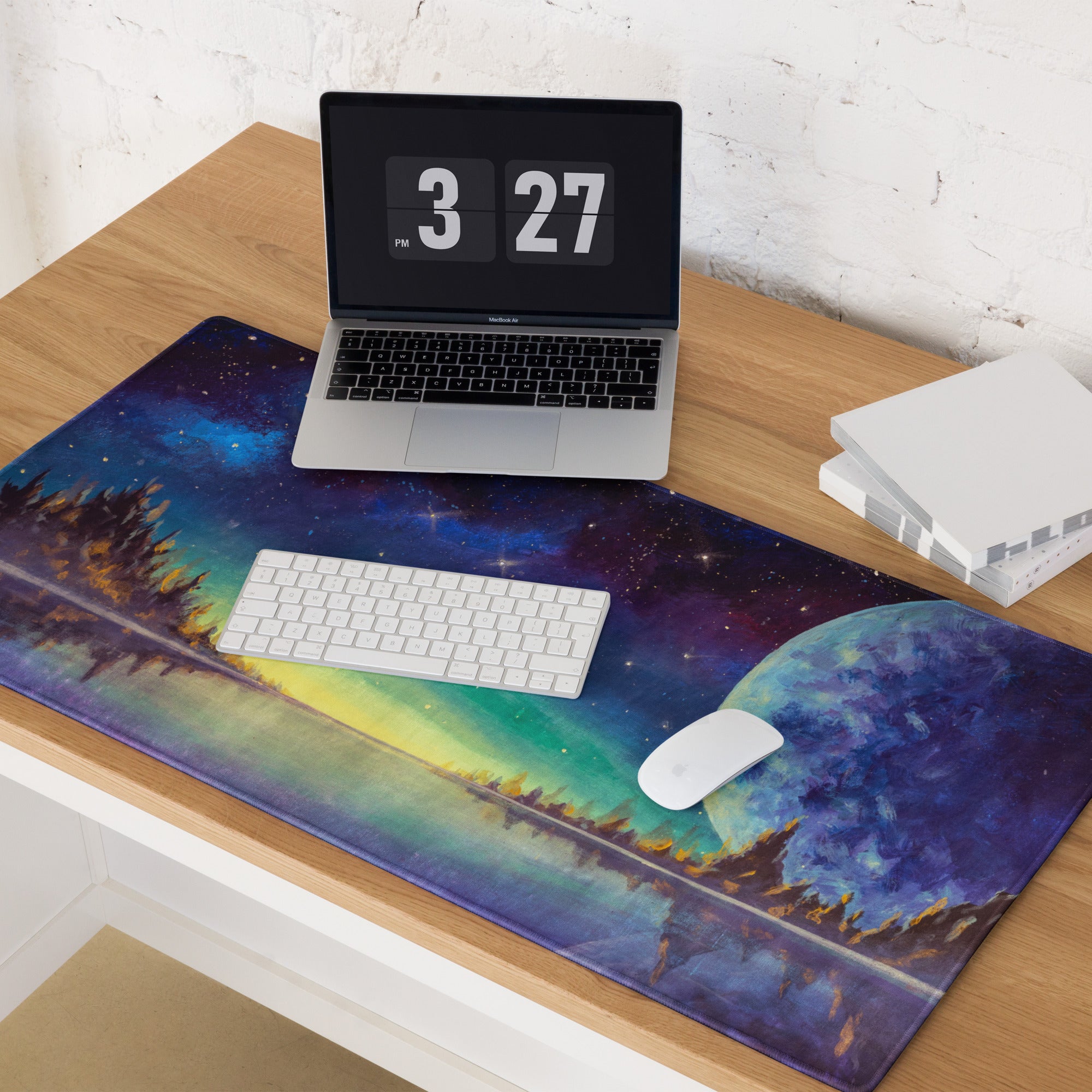 Cosmic Nightscape Mouse Pad - Space Mouse Pad Purple Blue For Gaming Dreamy Mood Cosmic Decor Digital Painting