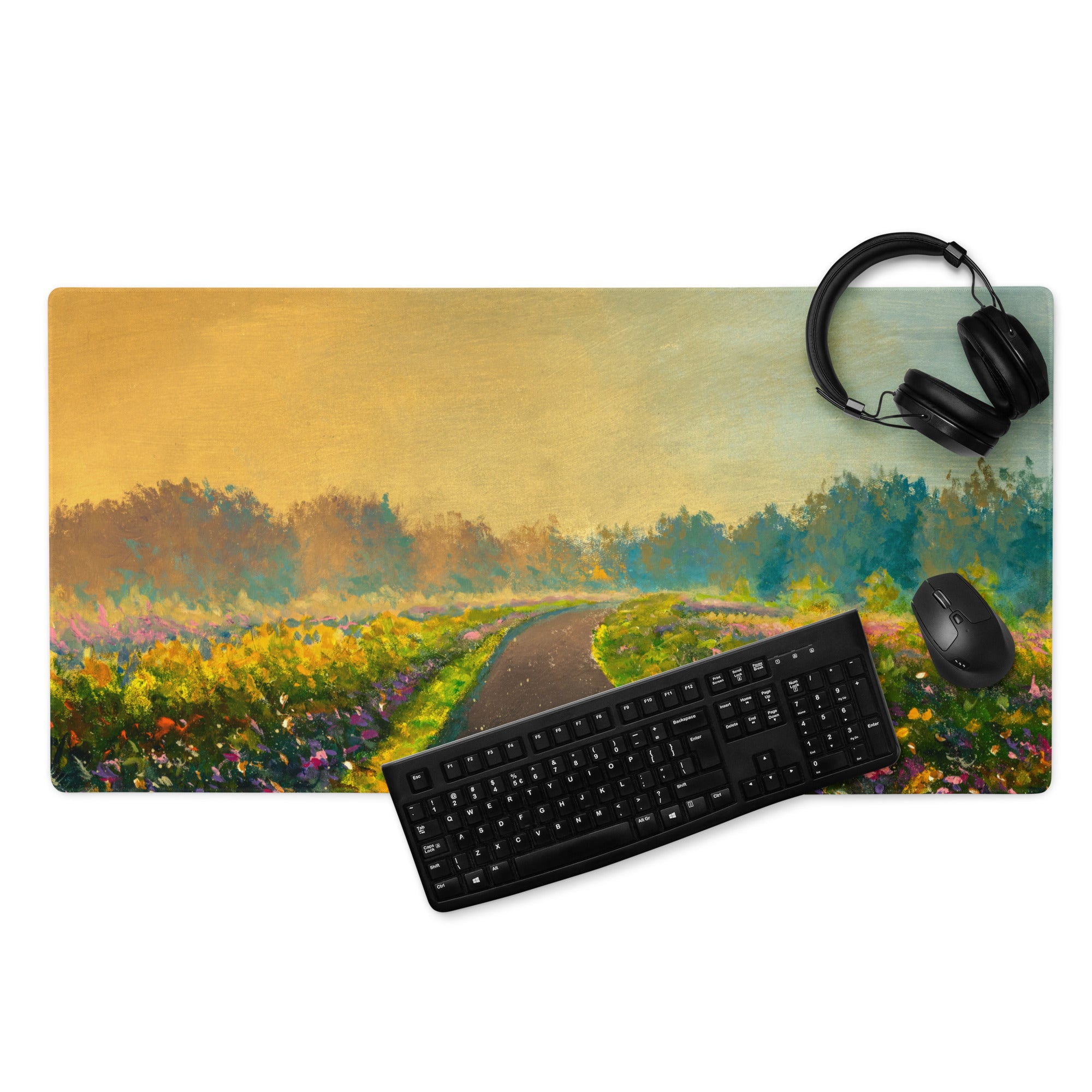 Golden Sunset Landscape Desk Pad - Landscape Desk Pad Golden Sunset Impressionist Warm Mood Modern Office Decor Acrylic