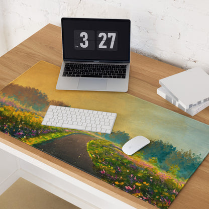 Golden Sunset Landscape Desk Pad - Landscape Desk Pad Golden Sunset Impressionist Warm Mood Modern Office Decor Acrylic