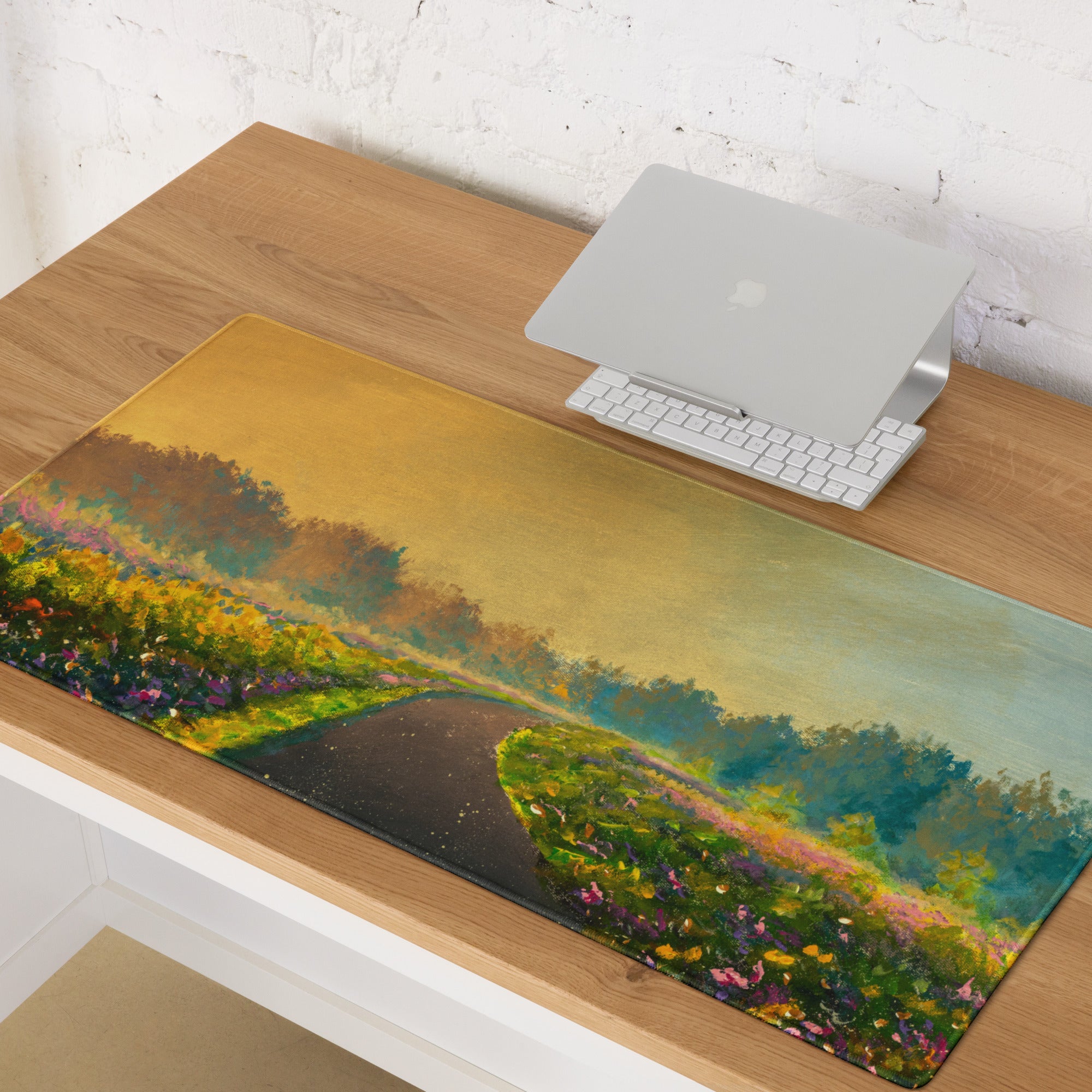 Golden Sunset Landscape Desk Pad - Landscape Desk Pad Golden Sunset Impressionist Warm Mood Modern Office Decor Acrylic